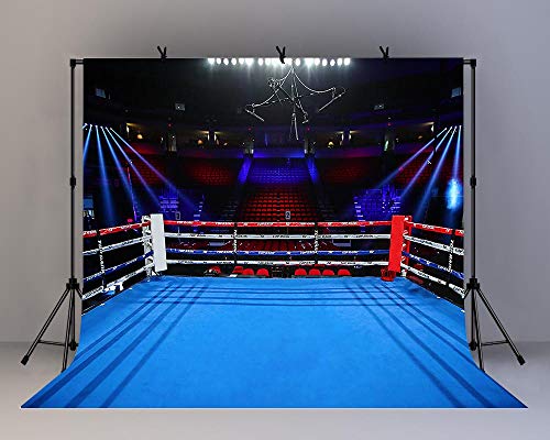 Boxing Ring Backdrops for Photography 10x10ft Children Boys Birthday Party Background for Portrait Adults Party Banner Photo Booth Studio Props - color: Blue, size: 10x10ft