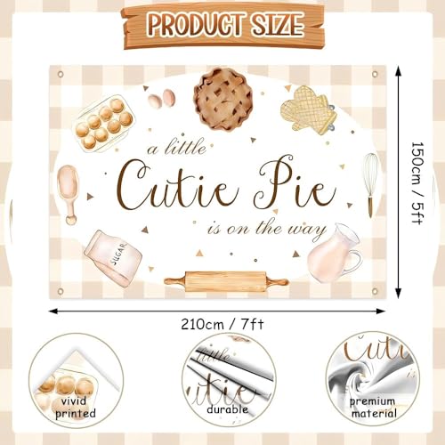 AIBIIN 7x5ft Baby Shower Backdrop - Little Cutie Pie is On The Way Photography Background - Party Decorations & Photo Booth Props - size: 7x5ft