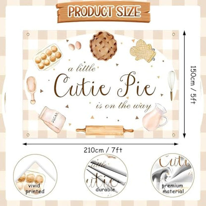 AIBIIN 7x5ft Baby Shower Backdrop - Little Cutie Pie is On The Way Photography Background - Party Decorations & Photo Booth Props - size: 7x5ft