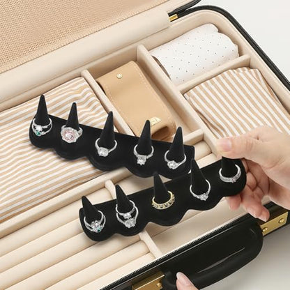 KUKUVR Velvet Ring Display Stand, Finger Jewelry Organizer for Retail Show, Personal Vanity, and Travel – Black Ring Holder for Engagement Rings, Wedding Bands, and Fashion Jewelry (Black 5 Fingers)