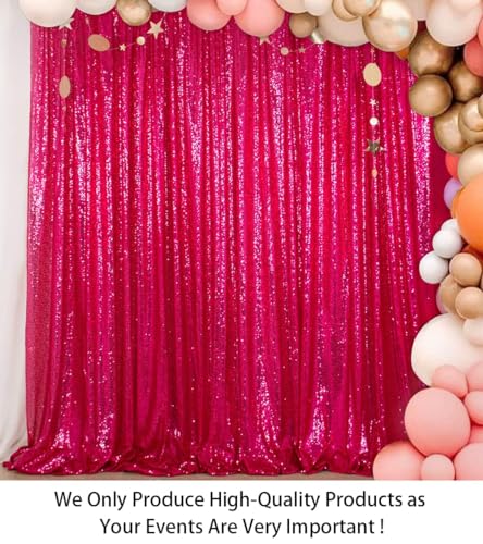 ShinyBeauty 7FTx7FT Fuchsia Sequin Backdrop Wedding/Baby Shower/Birthday Hot Pink Shimmer Fabric Backdrop - color: Hot Pink, size: 7FTx7FT
