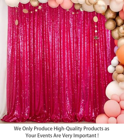 ShinyBeauty 7FTx7FT Fuchsia Sequin Backdrop Wedding/Baby Shower/Birthday Hot Pink Shimmer Fabric Backdrop - color: Hot Pink, size: 7FTx7FT