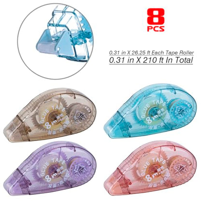 XUXU 8 Pack Double Sided Tape Roller, Scrapbooking Tape Glue Tape Permanent Adhesive Dots Tape Dispenser Runner for Crafts and Arts Projects, Photo-Safe