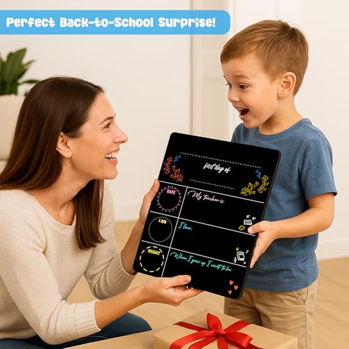 First and Last Day of School Chalkboard Sign for Kids, Reusable School Photo Prop with Chalk Surface, First Day of Kindergarten Preschool Board, Back to School Sign - color: School Chalkboard Sign