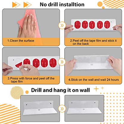 9 Inch Clear Acrylic Floating Shelf, No Drill Adhesive Wall Shelf Set of 2 for Storage, Floating Shelves Damage-Free Expand Wall Space for Living Room, Office, Gaming Room, Bathroom - color: Clear