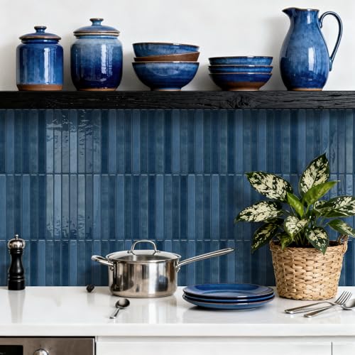 VICCI 20-Sheet Peel and Stick Backsplash, Ocean Blue 3D Textured Waterproof Tile Stickers 4.72x9.68, Kitchen Bathroom - color: Ocean Blue