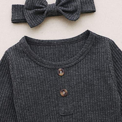 Newborn Cotton Nightgowns Neutral Baby Knotted Sleeper Baby Coming Home Outfit - color: Charcoal Gray
