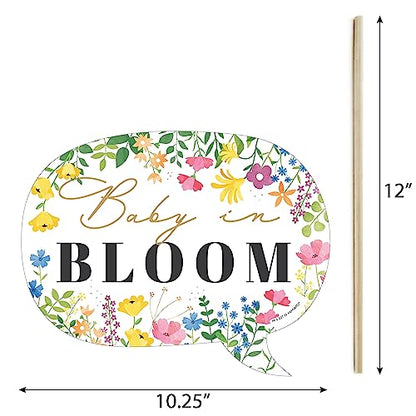 Big Dot of Happiness Funny Wildflowers Baby - Boho Floral Baby Shower Photo Booth Props Kit - 10 Piece - color: Wildflower
