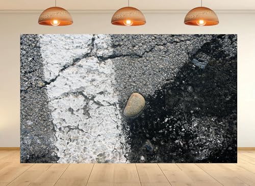 16x10ft Textured Cracked Asphalt with Pebble Backdrop Road Surface Stone Photo Background Tapestry for Urban Themed Party Minimalist Photography Home Decorations Studio Props - size: 16x10ft