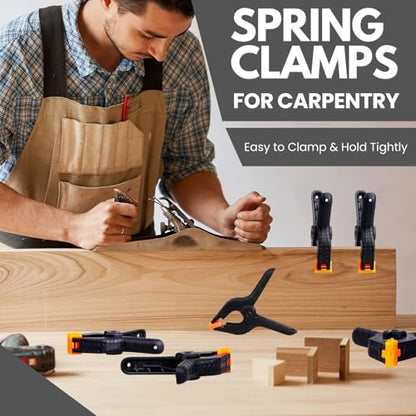 12 Pack Plastic Spring Clamps, Heavy Duty 4.5 Inches, 3.5 Inches Set Backdrop Clips for Crafts, Backdrop Stand, Woodworking, Photography Studios, Home Improvement - color: Black (4.5"+3.5")