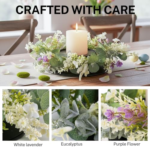 MOYEE Candle Holder Centerpieces for Tables,Candle Ring,Wreaths, Black Metal Candle Stick Paired Artificial Flowers 14 in Versatile Dining Table Centrepiece - color: Golden Thread Orchid Leaf Wreath