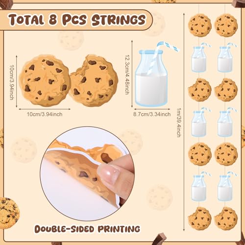 Xinnun Cookie Milk Party Decorations Chocolate Chip Cookie Milk Garlands Banners Cutouts Ribbon Streamers for Scout Street Theme Birthday Baby Shower Party Decorations Supplies - style: Cookie Milk