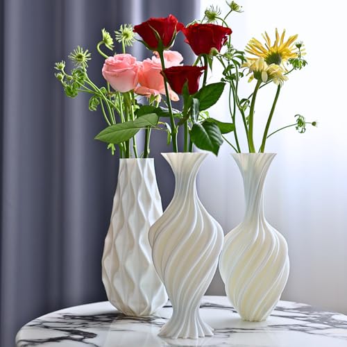 Threaded vase, Fluted Transparent, Modern, Suitable for Living Room, Dining Table, Entrance, Shelf, Wedding, Office, Coffee Table, Birthday, 5.9 inches (White-2) - color: White-2