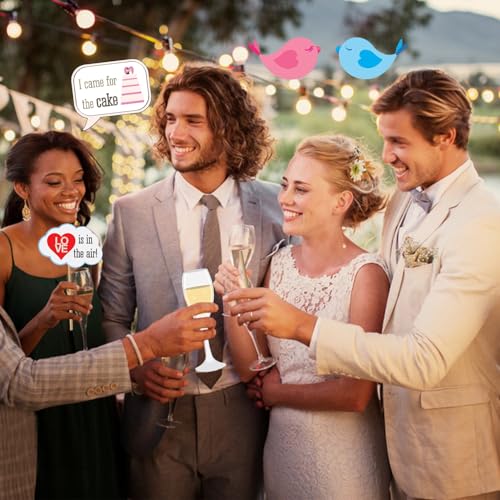 31 Pcs Wedding Photo Booth Props with Sticks,Funny Party Selfie Accessories for Bridal Shower, Bachelorette, Valentine's Day, Birthday & Graduation Decorations
