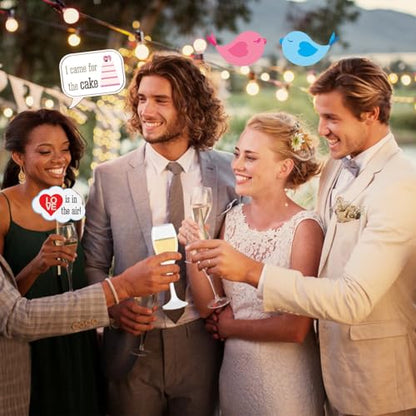 31 Pcs Wedding Photo Booth Props with Sticks,Funny Party Selfie Accessories for Bridal Shower, Bachelorette, Valentine's Day, Birthday & Graduation Decorations