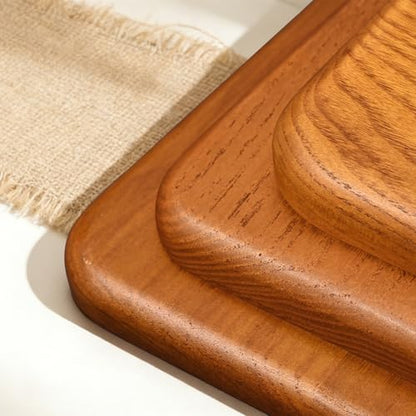 Solid Wood Jewelry Display Flat Tray for Rings Earrings Necklace Bracelet, Jewelry Photograph Display(Beige,L) - color: Beige, size: 20 * 18 * 1.5cm