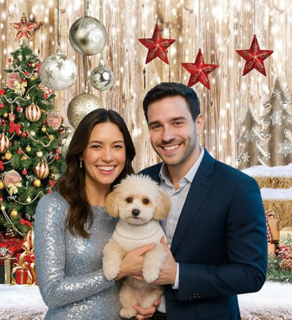 8x8Ft Christmas Backdrops for Photography Winter Snow Backdrop Rustic Wood Floor Backdrop Christmas Family Party Background New Year Party Background - size: 8x8ft