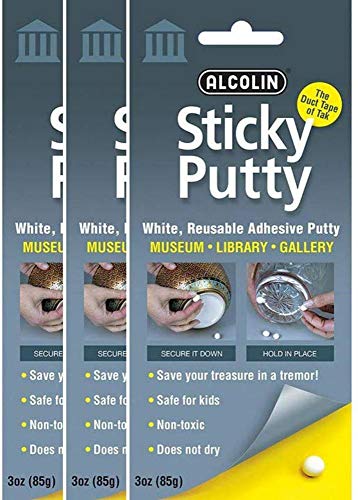 9oz Alcolin Sticky Putty Reusable Museum & Gallery Quality Adhesive Putty, Repositionable -Won't Dry -3 x 3oz Pack - size: 3 Pack