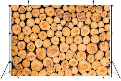 BELECO 17x10ft Fabric Pile of Wood Backdrop Wooden Logs of Trees, Wood Log Texture Firewood Background for Party Decorations Home Wall Decor Portrait Photoshoot Studio Props - size: 17x10FT