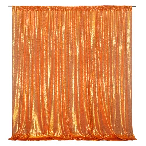 Poise3EHome 6FT x 8FT Orange Sequin Photography Backdrop Curtain for Halloween Party Decoration - color: Orange, size: 6x8 ft