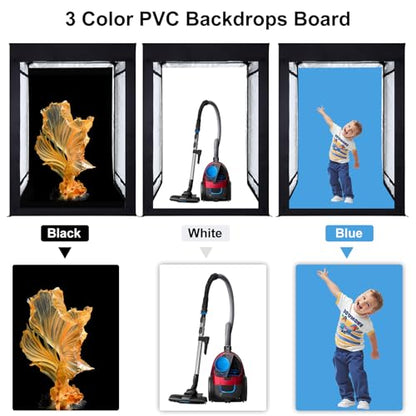48"x56"x40" Large Photo Studio Light Box Photography, 6 Light LED Panels Dimmable Shooting Tent with 3 Color Backdrops Continuous Lighting Softbox for Model Clothing Photography - size: 48x56 in (6 LED Strips)