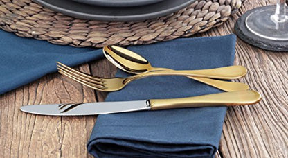 Artaste 56907 Rain 18/10 Stainless Steel Flatware 36-Piece Set, Gold Finish, Service for 12 - color: Gold