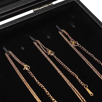 Wudygirl Necklace Organizer 20 Hooks Jewelry Organizer Jewelry Display Stackable Glass Top Lockable Black Velvet Boxes(Necklace Tray) - style: Necklace Tray