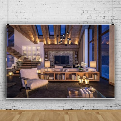Western Living Room Backdrop Zoom Meeting Video Modern Home Business Office Backdrop for Photography Online Meeting Background for Conference Photo Booth Studio Props Vinyl 10x6.5ft - size: 10x6.5FT