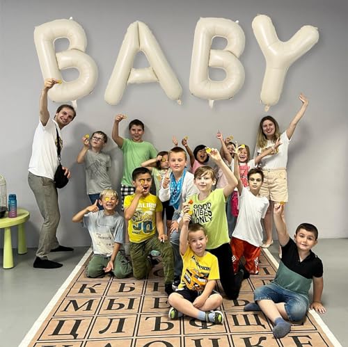 Biapian 40 Inch Giant Cream U Foil Balloon - Big Single Alphabet A-Z Balloons, Helium for Birthday, Baby Shower, Wedding, Anniversary Party Decoration - color: Cream Letter-u