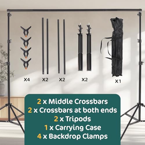 Kate Photo Backdrop Stand 10x8.5ft Adjustable Background Stand Kit for Photography (Indoor/Outdoor) and Party Decorations, Maximum Load 5kg/11lb - color: Tripods with Threaded Crossbar