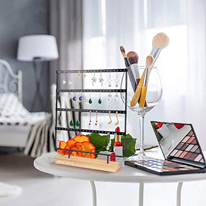 Mocolo Earring Holder Stand, Earring Organizer Display Holder Stand for Hanging Earrings(88 Holes & 4 Layers) - color: Black