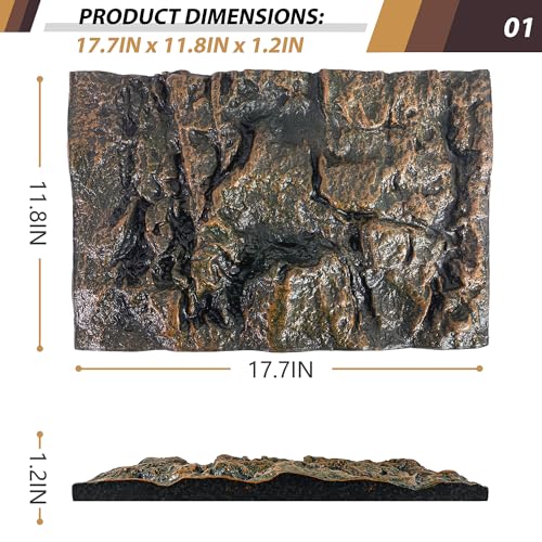 17.7x11.8in Rock Terrarium Background,3D Reptile Tank Background Board,Amphibian Stereo Backdrop Wall,Lizard Snake Gecko Spider Turtle Fish pet silo Background Decorative Panel(Yellow) - color: Yellow 1P