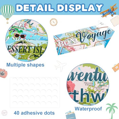 20 Pieces Travel Party Signs Travel Themed Party Decorations Let The Adventure Begin Sign Around the World Decorations Bon Voyage Party Wall Door Porch Yard Sign Travel Party Supplies - style: Travel