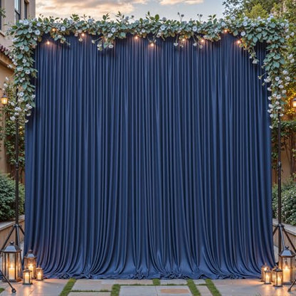 8ftx10ft Wrinkle Free Navy Blue Backdrop Curtain - 10 Feet Photography Backdrop Drapes, Silky Polyester Back Drop Cloth for Wedding Baby Shower Balloon Arch Background - color: Navy Blue, size: 8FTx10FT (W4'xH10', 2 Panels)