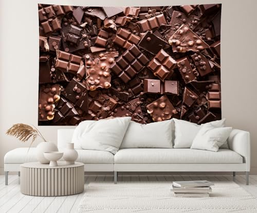 7ftx5ft Chocolate Backdrop for Photography Sweet Chocolate Bar and Chunks Dessert Background Candyland Baking Sweets Themed Party Decor Birthday Banner Children Photo Shoot Props - size: 7x5ft