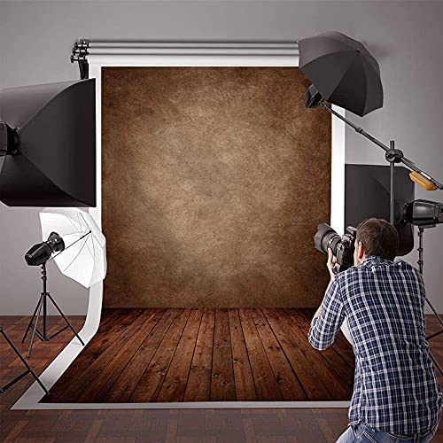 Allenjoy 5x7ft Soft Fabric Brown Wall with Wooden Floor Photography Backdrop Newborn Baby Photoshoot Abstract Portraits Photo Photographer Background Props - size: 5'x7'
