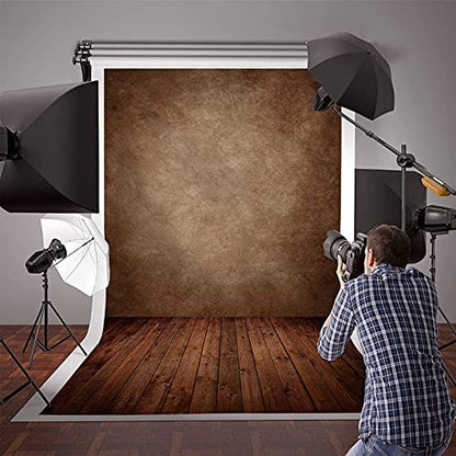 Allenjoy 5x7ft Soft Fabric Brown Wall with Wooden Floor Photography Backdrop Newborn Baby Photoshoot Abstract Portraits Photo Photographer Background Props - size: 5'x7'