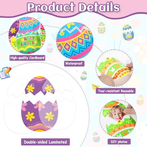 60pcs Easter Egg Theme Cutouts Easter Bulletin Board Decorations Spring Egg Shaped Paper Cut-Outs Classroom Decor for Boys Girls Classroom DIY Craft Photo Kindergarten Preschool Wall Door Supplies - style: Easter Egg