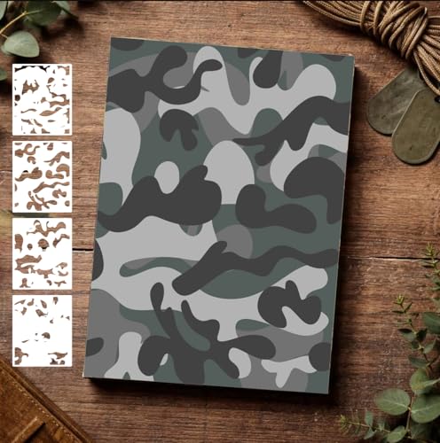 Camo Paint Stencils 12” Camo Stencil for Spray Paint Layered Camouflage Stencils for Painting on Boat Wood Fabric Wall Furniture - style: Camo
