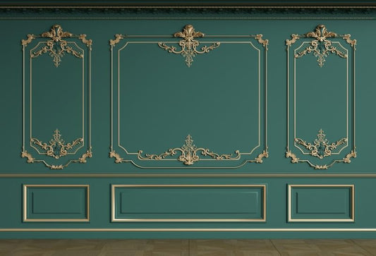 7x5ft Green Royal Wall Backdrop for Photography Retro European Style Ancient Palace Wall Background Wedding Ceremony Graduation Baby Shower Kids Adults Portrait Studio Prop - color: green, size: 7x5ft