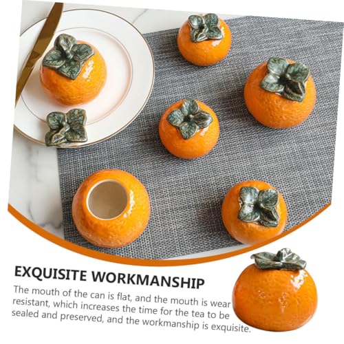 TIDTALEO Ceramic Orange Fruit Shaped Canister with Lid Nordic Style Tea Storage Jar Simulation Orange Decoration for Kitchen and Photography Props