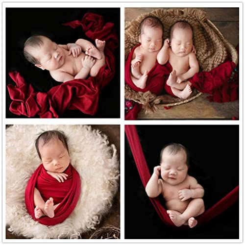 Zeroest Newborn Photography Stretch Wrap Boy Girl Baby Wraps Photography Props Baby Photo Prop Stretch Blanket for Baby (Wine) - color: Wine