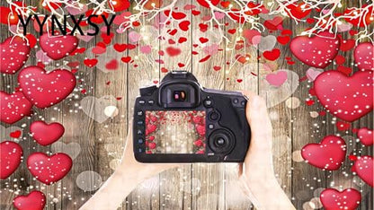 YYNXSY Vintage Rustic Wood Photography Backdrops Red Love Heart Valentine's Day Photo Background Mother's Day Wedding Bridal Shower Wedding Anniversary Party 8X6FT YY-5012 - size: 8X6FT