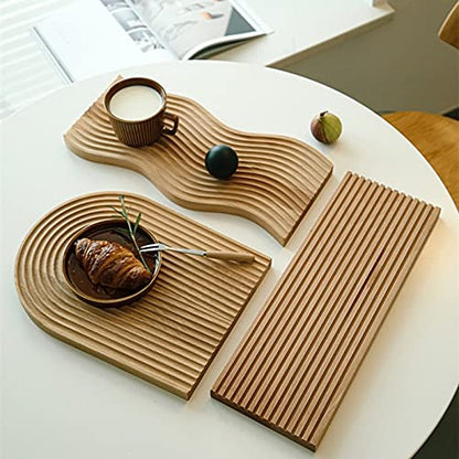Creative Arch Bread Dessert Tray Wavy Wood Carving Board Cheese Fruit Cake Snacks Platters Serving Tray Photo Props Decoration
