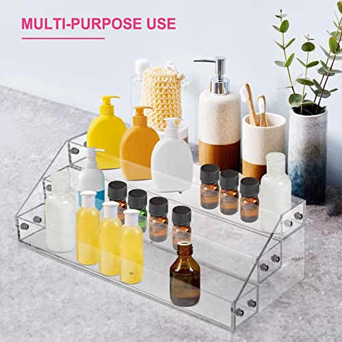 Acrylic Nail Polish Organizer Rack, 3 Tier Paint rack and Storage Shelf, Clear Display Stand for Tattoo Inks, Sunglasses, Essential Oils, Gel Nail Polish - Holds 36 Bottles - size: 3 Tiers