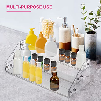 Acrylic Nail Polish Organizer Rack, 3 Tier Paint rack and Storage Shelf, Clear Display Stand for Tattoo Inks, Sunglasses, Essential Oils, Gel Nail Polish - Holds 36 Bottles - size: 3 Tiers