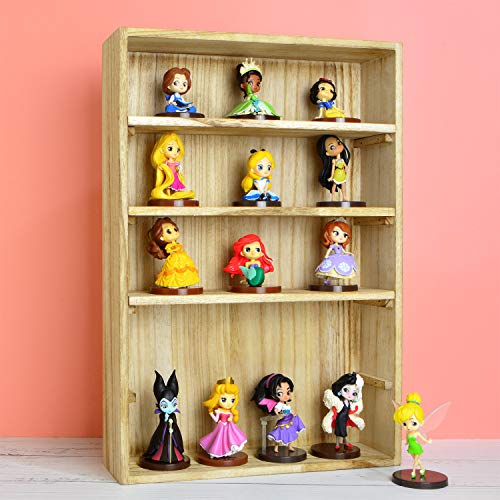 Ikee Design Wooden Wall-Mounted Display Shelves Rack for Collectibles-Figures,Shot Glasses, Spice Can,Cosmetics or Perfume-5 Adjustable Height Shelves,Space-Saving,Oak Color - color: Oak Color, 5 Shelves