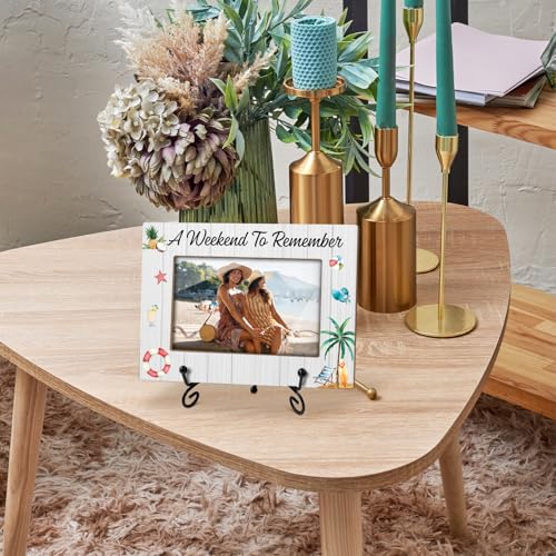 Beach Picture Frame - A Week To Remember, Family Vacation Honeymoon Holiday Trip, 4 x 6 Picture Frame with Stand for Tabletop Display - color: Frame24