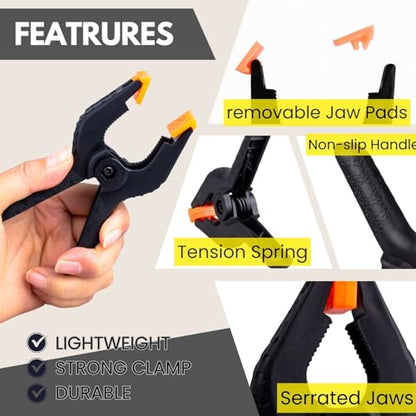 12 Pack 2.5 inch Plastic Spring Clamps, Black Heavy Duty Spring Clips Clamps for Balloon Arch, Crafts, Backdrop Stand, Woodworking, Photography Studios, Home Improvement - color: Black (2.5")