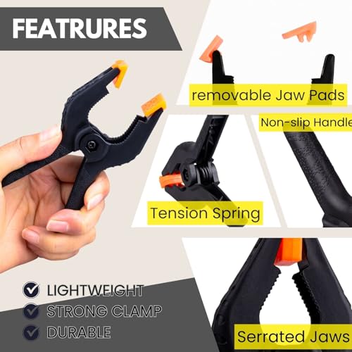 12 Pack 4.5 inch Plastic Spring Clamps, Black Heavy Duty Spring Clips Clamps for Balloon Arch, Crafts, Backdrop Stand, Woodworking, Photography Studios, Home Improvement - color: Black (4.5")